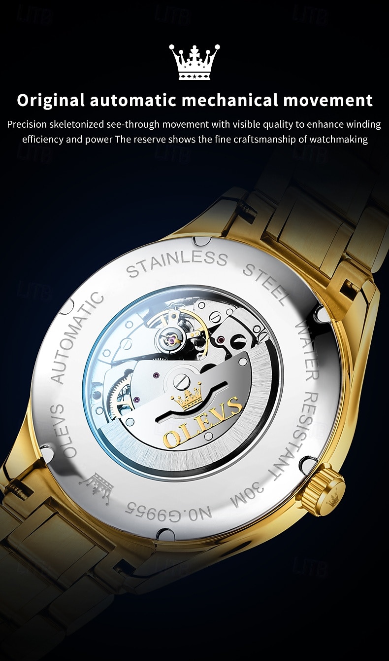 OLEVS Men's Mechanical Watch, Minimalist Fashion, Automatic Self-Winding, Luminous Date Week, Waterproof Steel Watch 2025 - $119.99 –P6