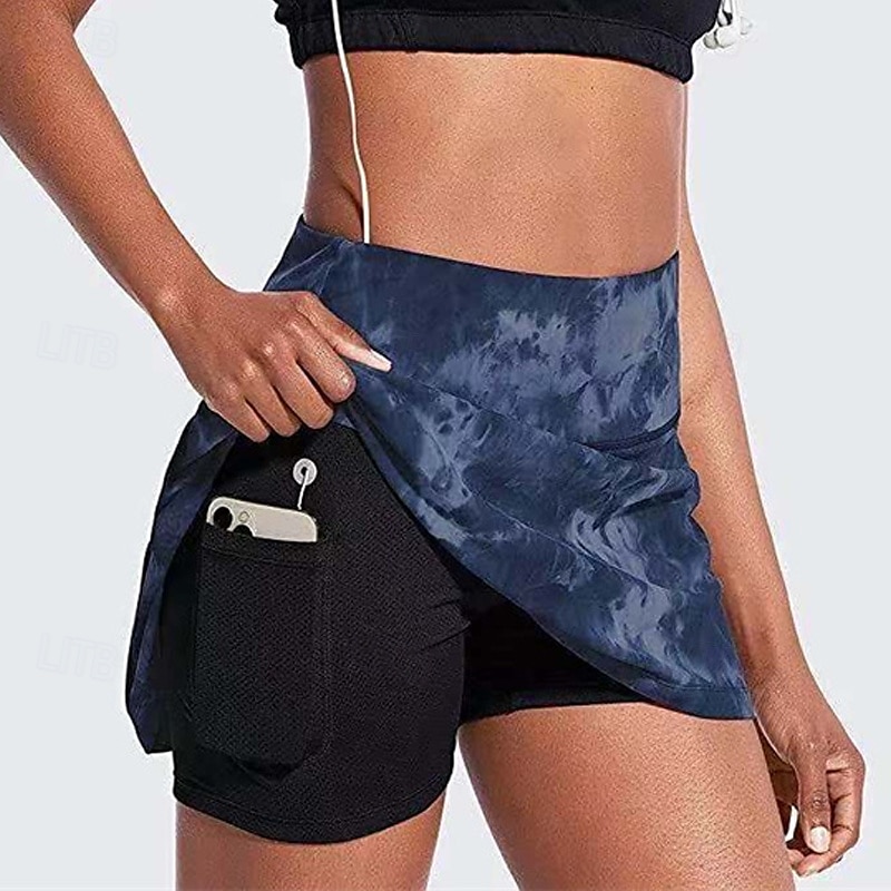 US Open Women's Tennis Skirts with Shorts Pleated Quick Dry Tennis Golf Badminton Tie Dye Skort Black Pink Blue Tennis Clothing 2025 - $18.99 –P10