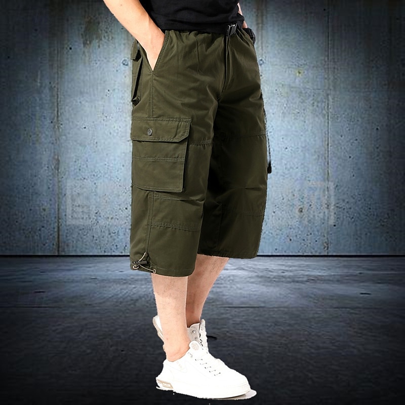Муж. Шорты-карго Шорты Летние шорты Кулиска Эластичная талия Мульти карман Полотняное плетение Комфорт Пригодно для носки До щиколотки на открытом воздухе спорт Повседневные Мода На каждый день 2025 - $23.99 –P6