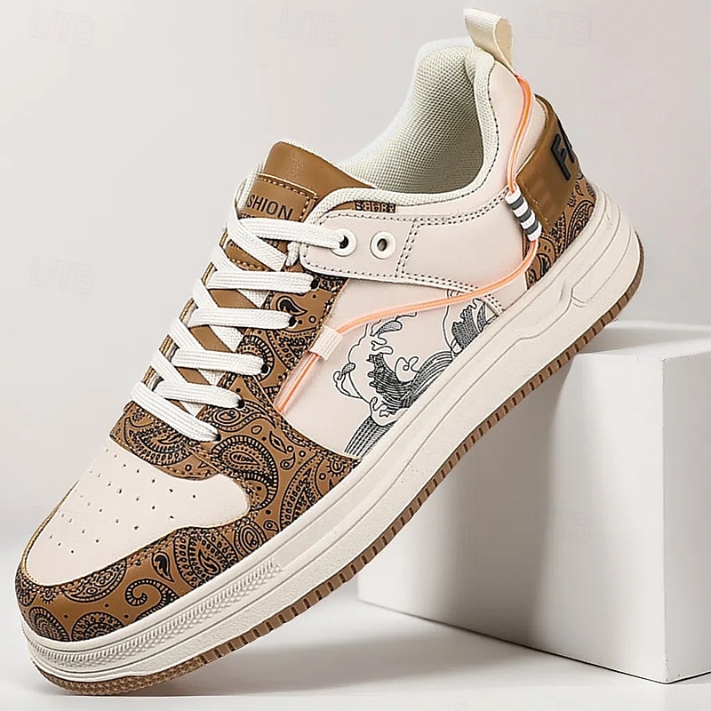 Modische Herren-Sneaker – Retro-inspirierte Muster, Kunstledermaterial, ideal für Freizeitausflüge und Abenteuer in der Stadt 2025 - $42.99 –P4