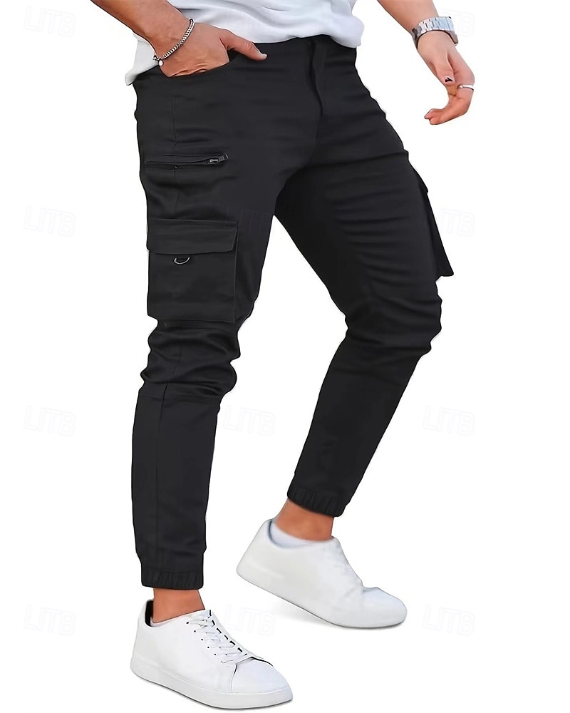 Homme Pantalons Cargo Pantalons Boutons Poche à Rabat Uni Portable Extérieur Quotidien Camping & Randonnée Mode Classique Noir Vert Véronèse de 2025 ? $22.99 –P4