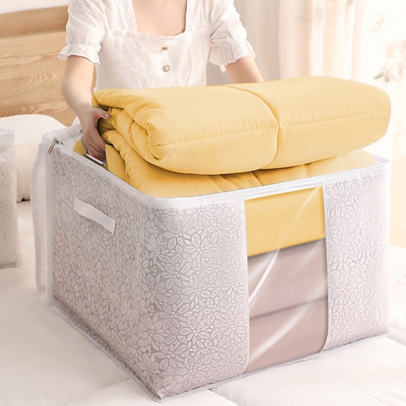 Bolsa de almacenamiento de gran capacidad para ropa y ropa de cama, bolsas de mudanza impermeables con asas de cremallera, bolsa organizadora de mantas plegable para edredones, edredones, edredones y 2025 - $7.99 –P1