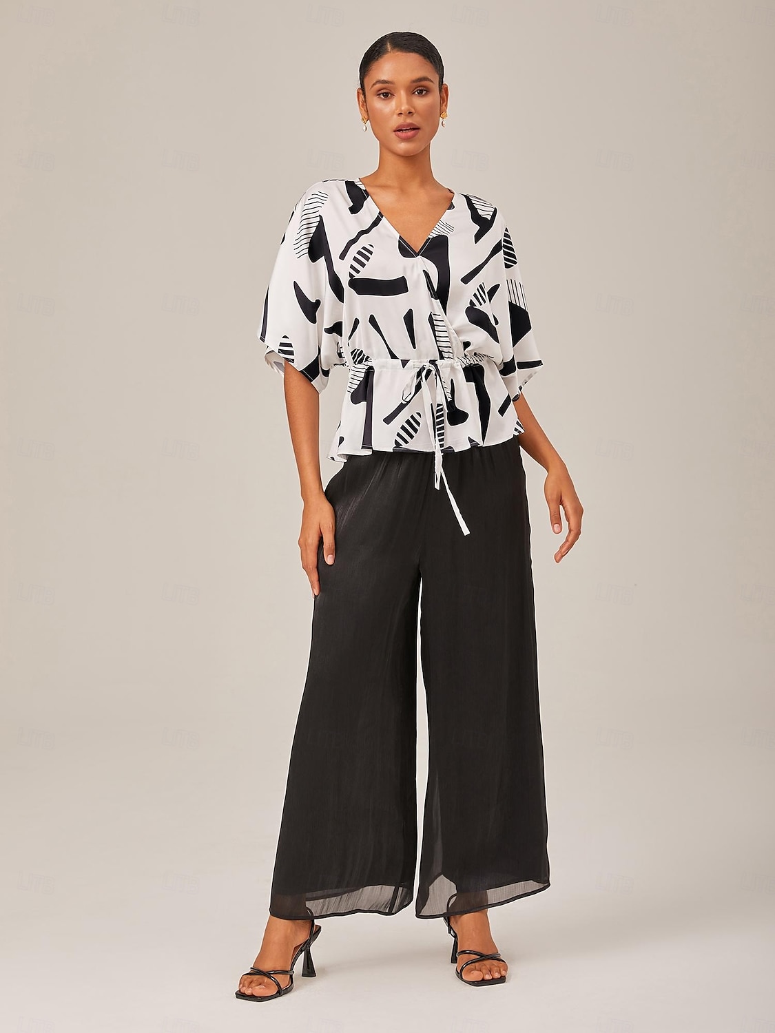 Per donna Femminile Culotte Gamba Larga Lunghezza intera Elegante Casual Formale Matrimonio Abbigliamento da sera Nero Estate XS S M del 2025 a $64.99 –P1