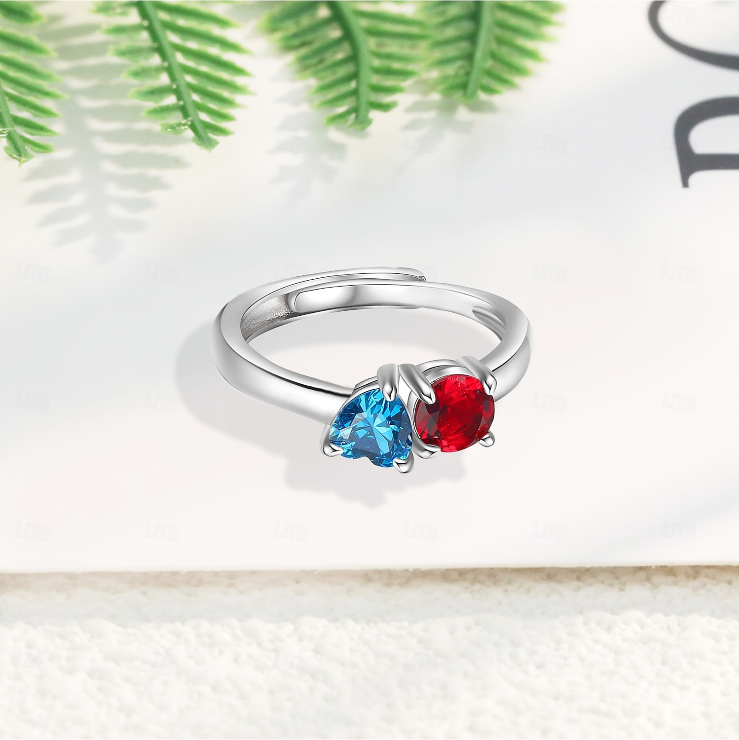 personalisierter Geburtssteinring für sie, offenes Ringdesign mit zwei Steinen, Symbol ewiger Liebe, Geschenk für Mutter, Ehefrau, Freundin, Muttertag, Valentinstag, Geburtstag, Weihnachtsgeschenk 2025 - $16.99 –P5