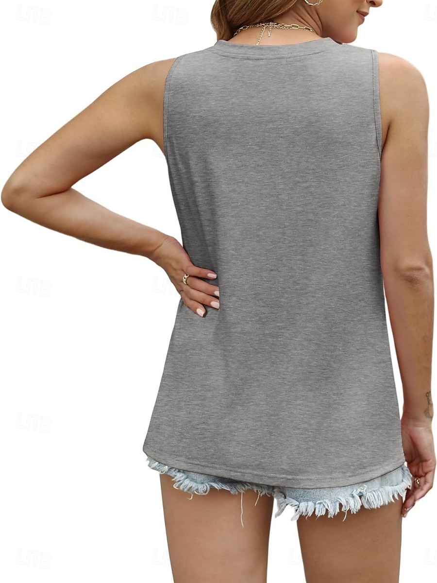 Női Camisole Tank Top Tömör szín Napi Alkalmi Ujjatlan Terített nyak Normál felsők Napi Fekete Arcpír rózsaszín Lóhere Szürke Nyár 2025 - $13.99 –P7