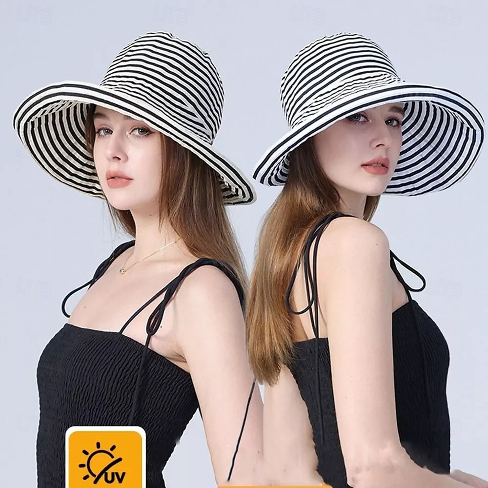 solhatt for kvinner bred brem sommer upf50 uv-beskyttelsesstripe lett fottur utendørs caps 2025 - $16.99 –P5