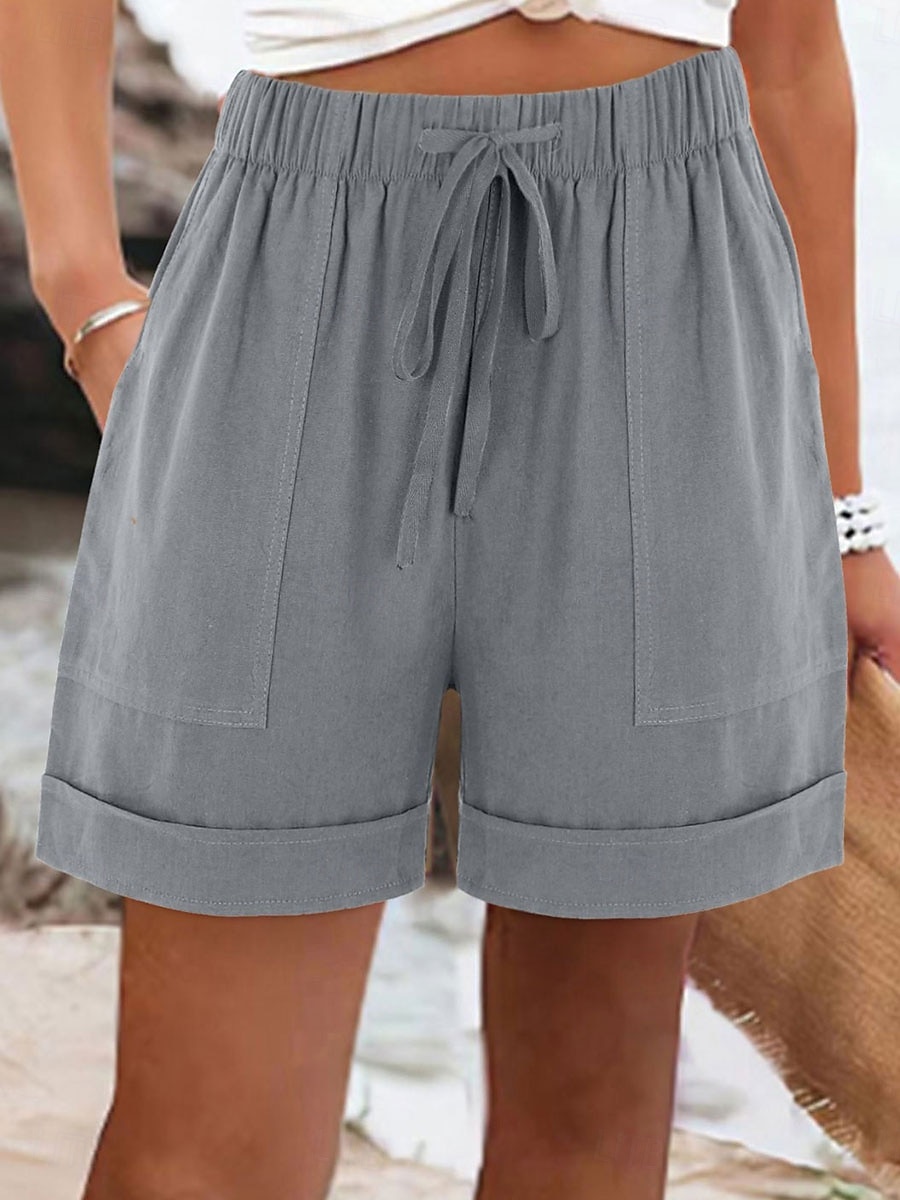 Dame Shorts Baggy Bukser Enfarget Chinos Mote Gatekler Grunnleggende Kne Lengde Medium Midje Enfarget Lomme Snor Komfort Utendørs Mikro-elastisk Ferie Gate Daglig Grå Svart Rosa Dyp Blå 2025 - $16.99 –P5