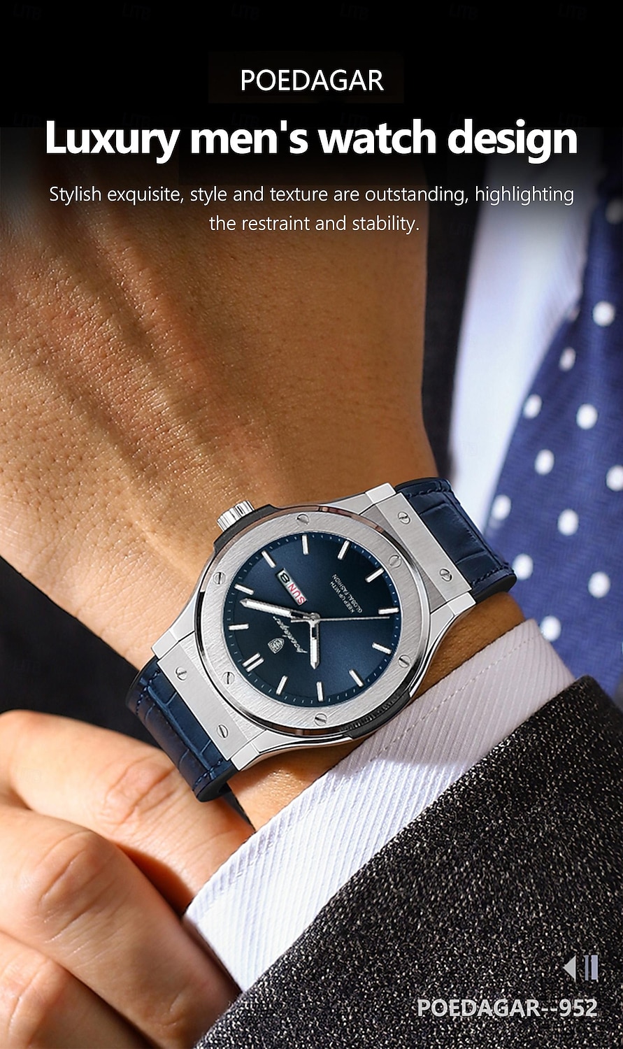 Men Quartz Watch Sports Business Roman Numerals Dial Luminous Date Waterproof Alloy Watch 2026 - $35.99 –P1
