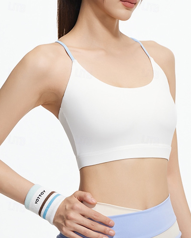 Mujer Buena parte superior Correa de espagueti Sujetador superior Tiras posteriores Confortable Transpirable Malla Bloque de color Deporte Ropa de Deporte Negro Blanco Yoga Aptitud física Casual 2025 - $15.49 –P4