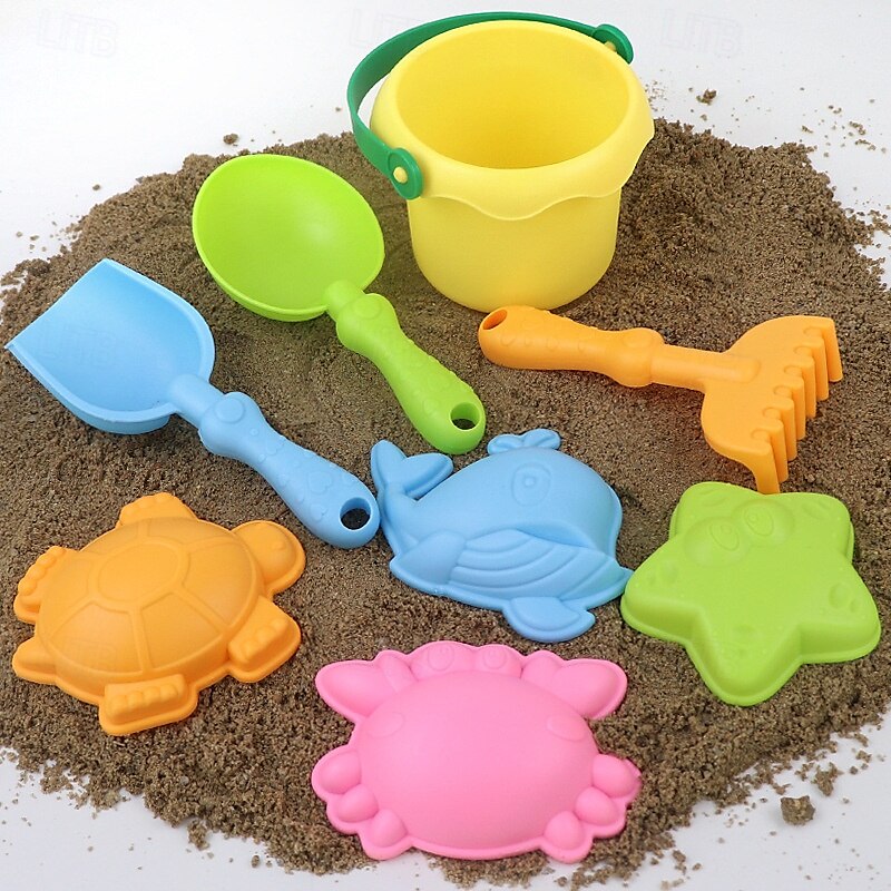 4/8 pakker strandsandspader sett  & nettingpose strandleker for barn sommer sandbøtter for barnecruise på stranden 2025 - $16.99 –P8