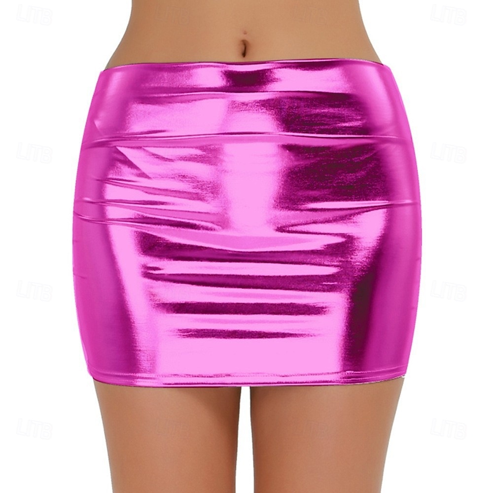 Retro Antiguo Años 80 Mini Falda Falda de tubo Disco Patente de látex brillante Metálico Arco iris Mujer Víspera de Todos los Santos Carnaval Desfile del orgullo Mes del Orgullo Adulto Falda 2025 - $13.99 –P2