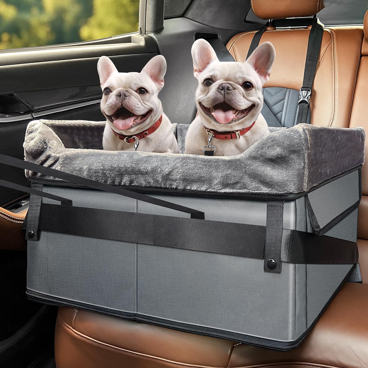 Portable Pet Booster Seat Dog Car Seat for Small Dogs with 2 Clip-On Safety Leashes and Adjustable Straps 2025 - $55.99 –P1