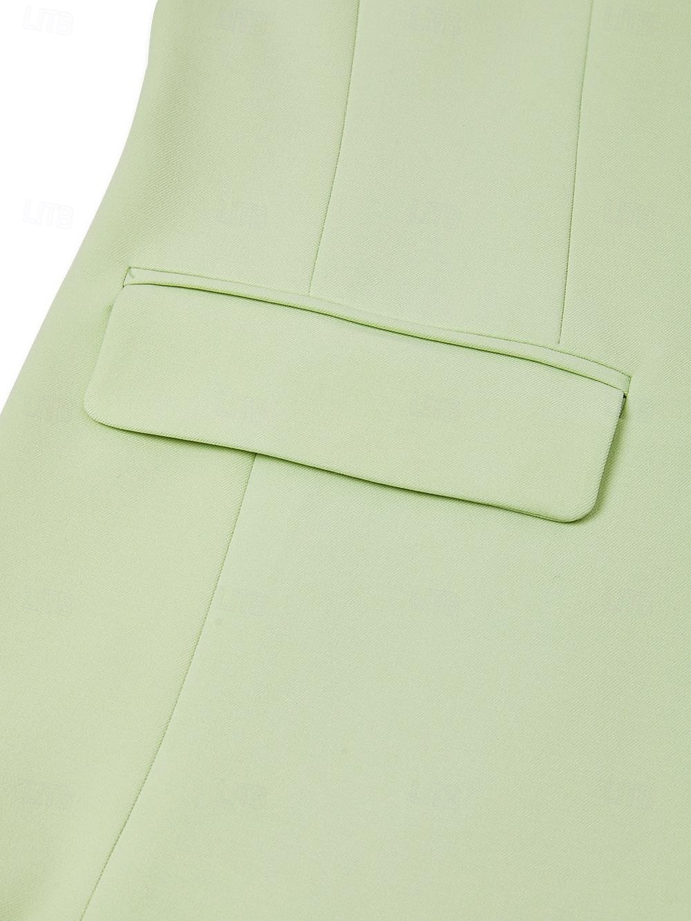 heren trouwpak zomermode formeel effen standaard pasvorm 3-delig enkelrijs tweeknoops 2025 - $136.99 –P4