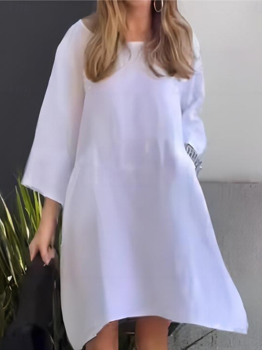 Mulheres Minivestido Vestido de verão Casual Diário Normal Gráfico Manga 3/4 Gola Redonda Branco Rosa Verde Cinzento Claro Verão de 2025 por $26.99 –P2
