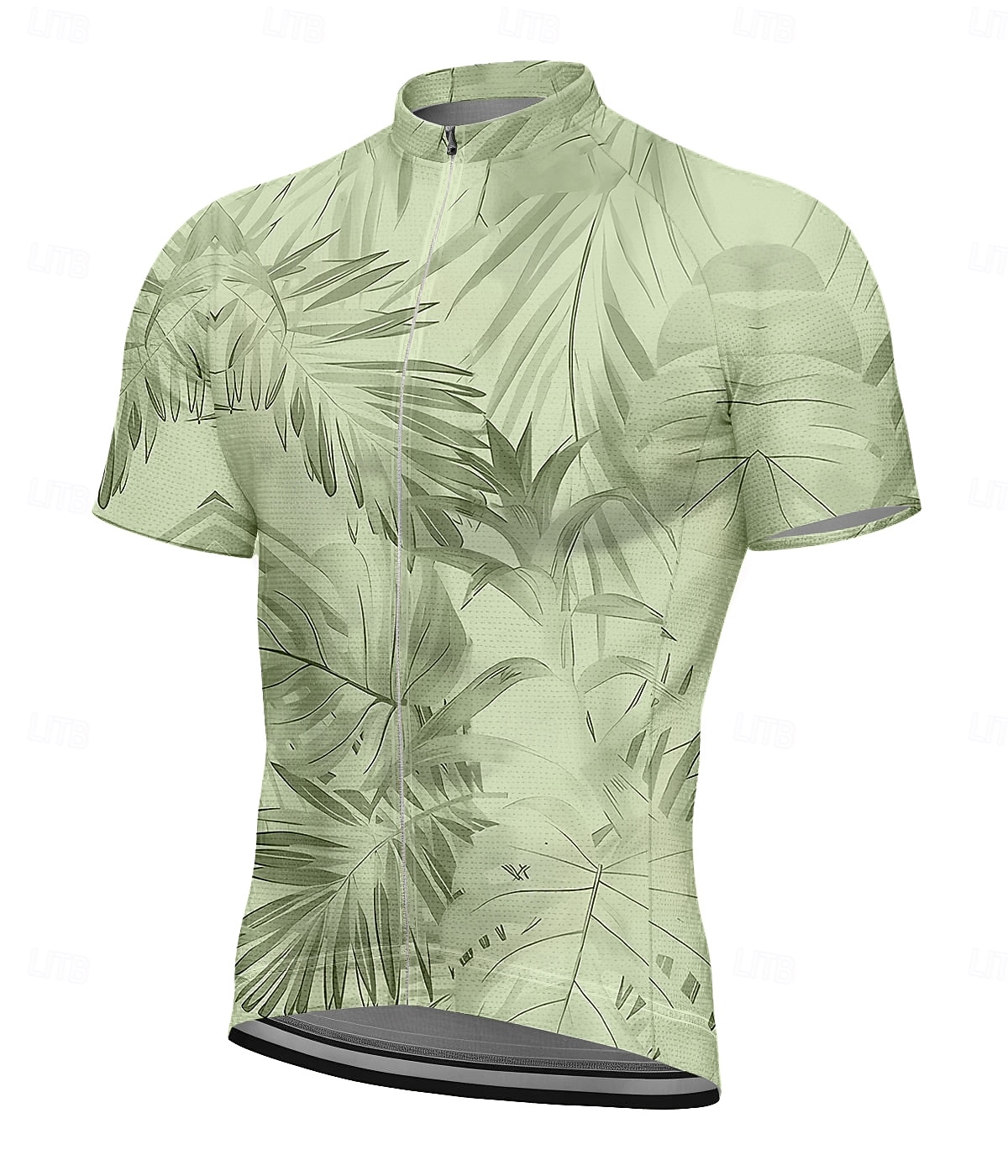 Herren Radtrikot Grafik Blatt Pflanzen Kurzarm Fahhrad T-Shirt Oberteil mit 3 Gesäßtaschen UV-beständig Schnelltrocknend Frontreißverschluss Reflektierende Streifen Sport Blau Grün Grau Bekleidung 2026 - $30.99 –P5