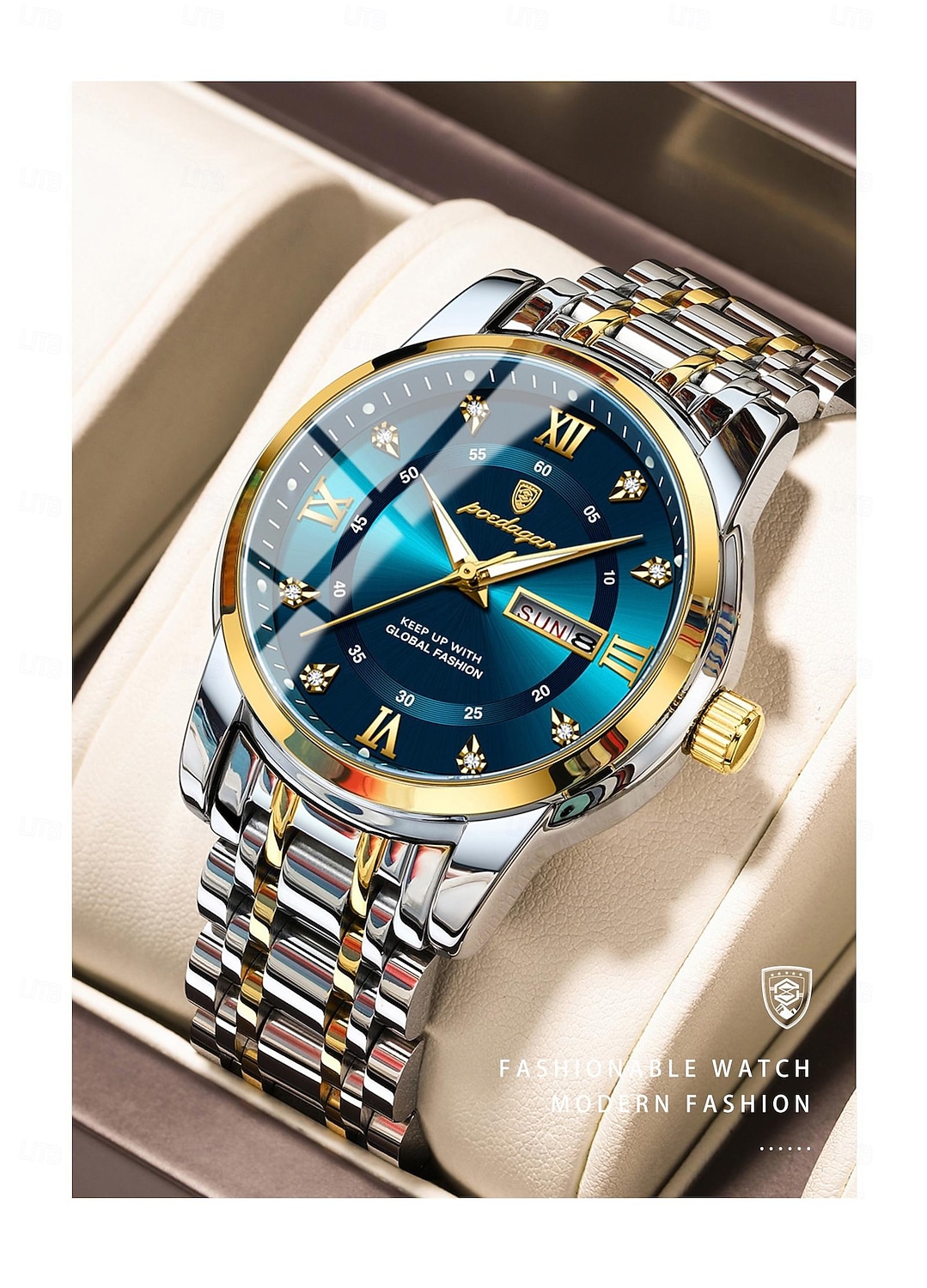 Роскошные брендовые Мужские часы Водонепроницаемые Светящийся Дата неделя Мужские кварцевые наручные часы Стальные Модные спортивные часы 2026 - $31.99 –P3