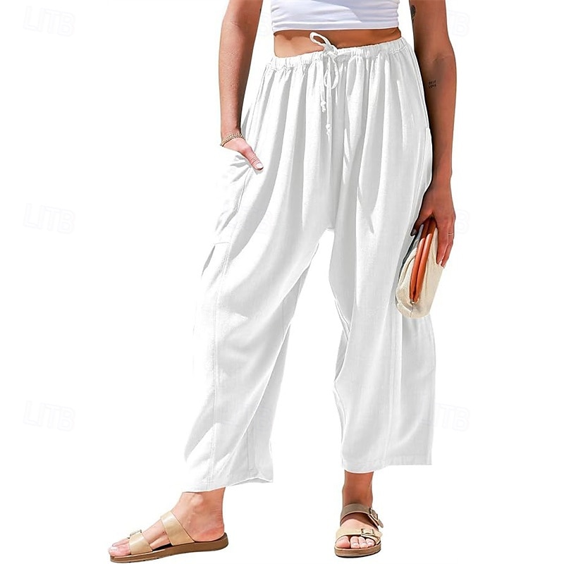 Per donna Gamba larga Pantaloni Vacanza Moda Lunghezza intera Misura del girovita medio Semplice Elastico in vita Traspirante Confortevole Micro-elastico Streetwear Abbigliamento quotidiano Uscire del 2025 a $30.99 –P2