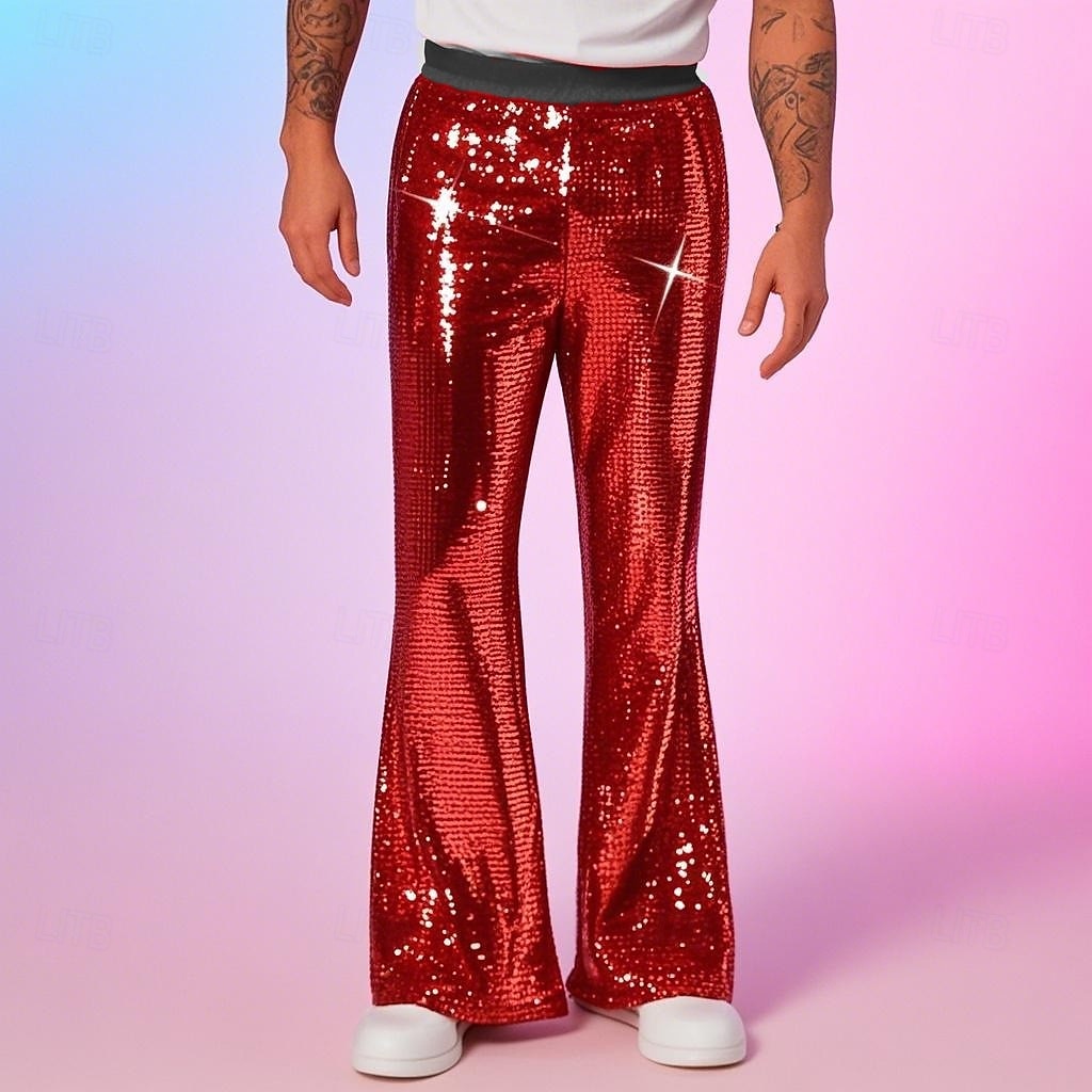 Retro Vintage 1980s Bell Bottom Pants Disco Sequin Bootcut Men's Halloween Carnival Pride Parade Pride Month Adults' Pants All Seasons 2025 - $32.99 –P6