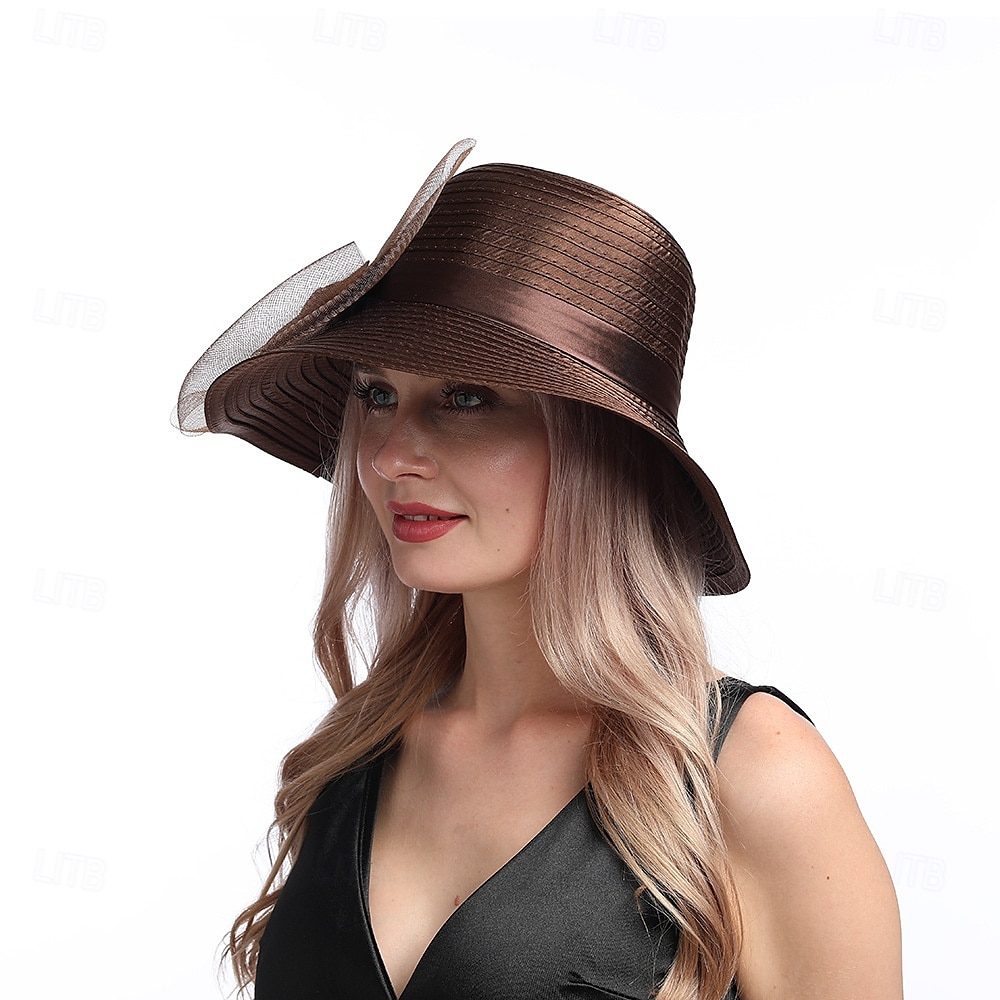 Hatter Organza Solhatt Ferie Te Fest Hesteveddeløp Cocktail Elegant Vintage Søt Med Blomster Hodepryd Hodeplagg 2025 - $31.99 –P33