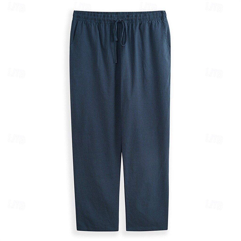 Homens Calças de linho Calças Calça verão Calças largas Calças de praia Com Cordão Cintura elástica Perna reta Tecido Conforto Respirável Comprimento total Casual Diário Feriado Férias Moda Branco de 2025 por $21.99 –P5