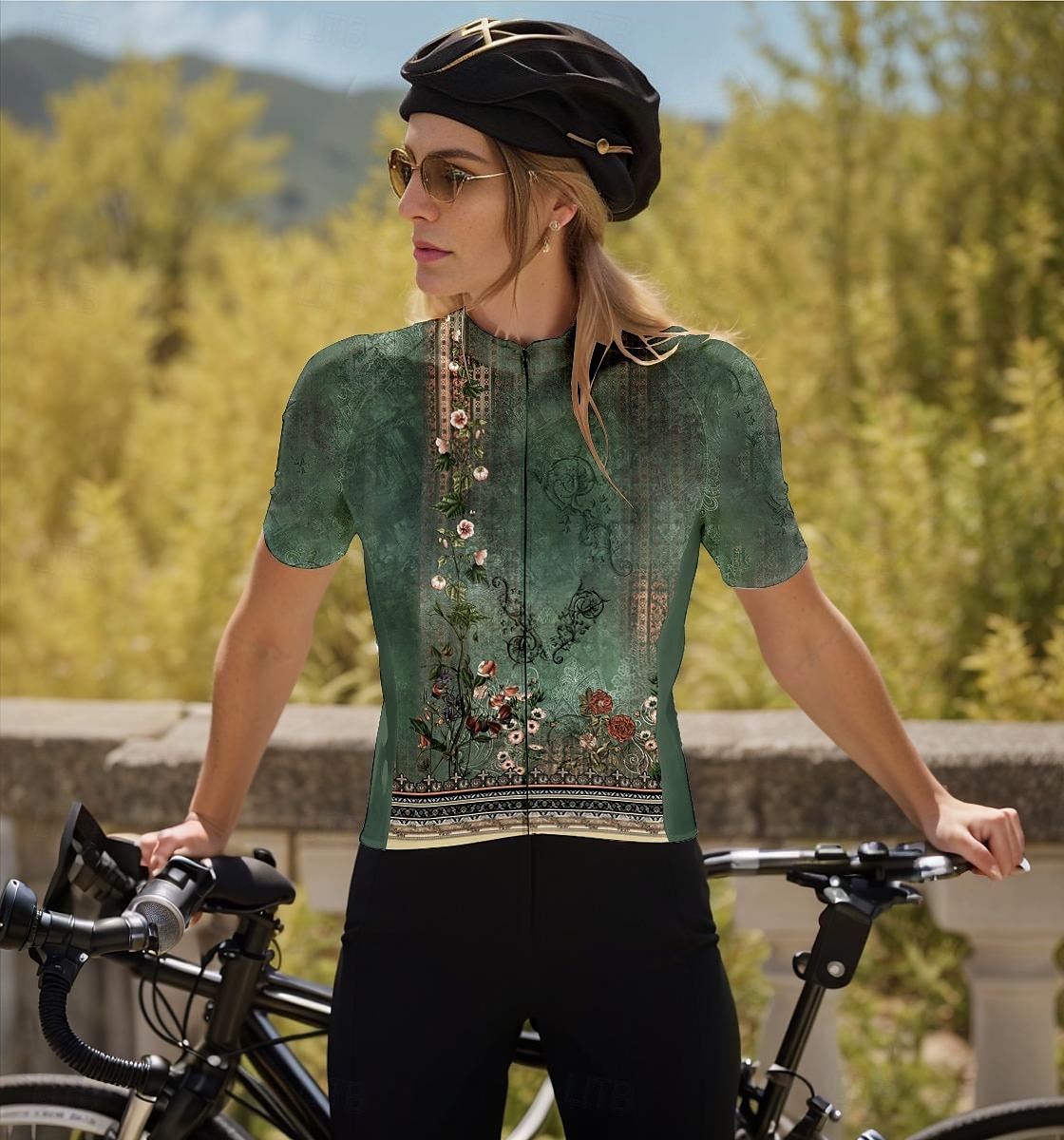 Femmes Maillot de cyclisme Manche Courte Cyclisme Maillot Top avec 3 poches arrière Respirant Séchage Rapide Évacuation de l'Humidité Bandes réfléchissantes Vert forêt Des sports Vêtement Tenue de 2025 ? $23.19 –P1