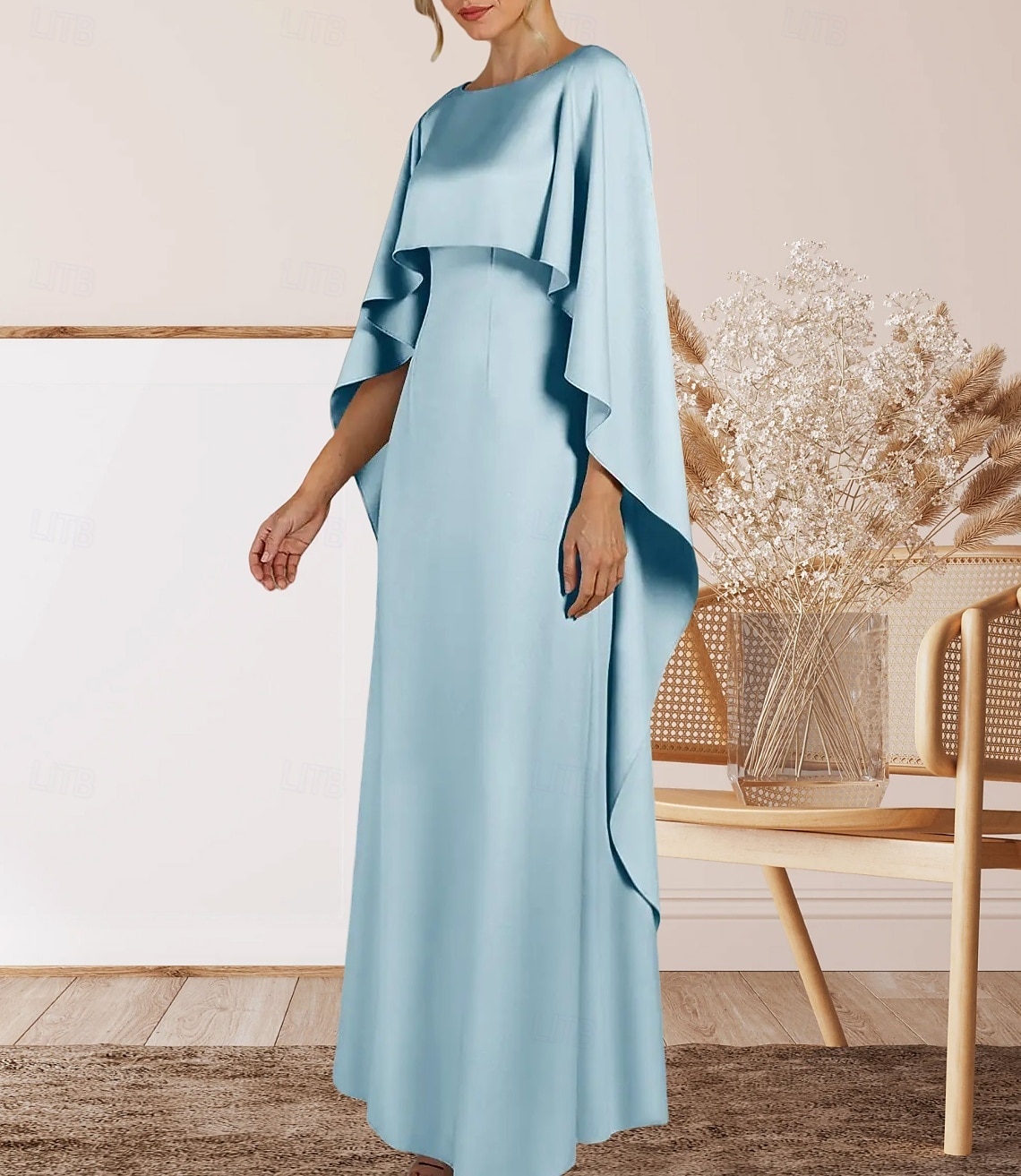 Sirène / Trompette Robe de Soirée Élégant Robe Formel Soirée Longueur au sol Sans manches Col ras du cou Crêpe Extensible avec Volants 2025 de 2025 ? $182.99 –P3