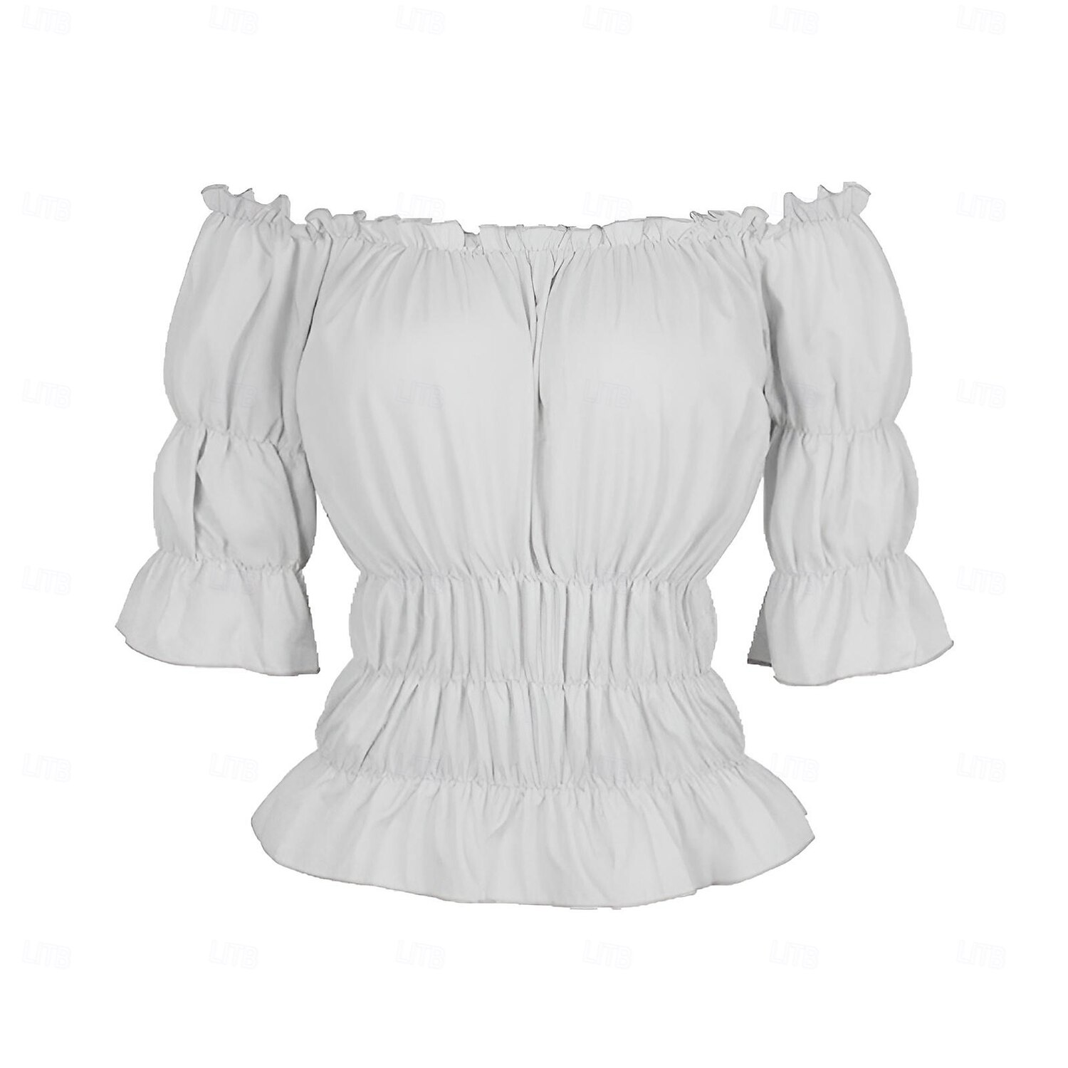 Elegantní Viktoria Tarzı Středověké Halenka / košile Nátělník Volánkový rukáv Pirát Dáma Viking Elfí Pod rameny Jednobarevné Maškarní kostým Dámské Keltské Pirát Fantazie Karneval Plesová maškaráda 2026 - $37.99 –P6