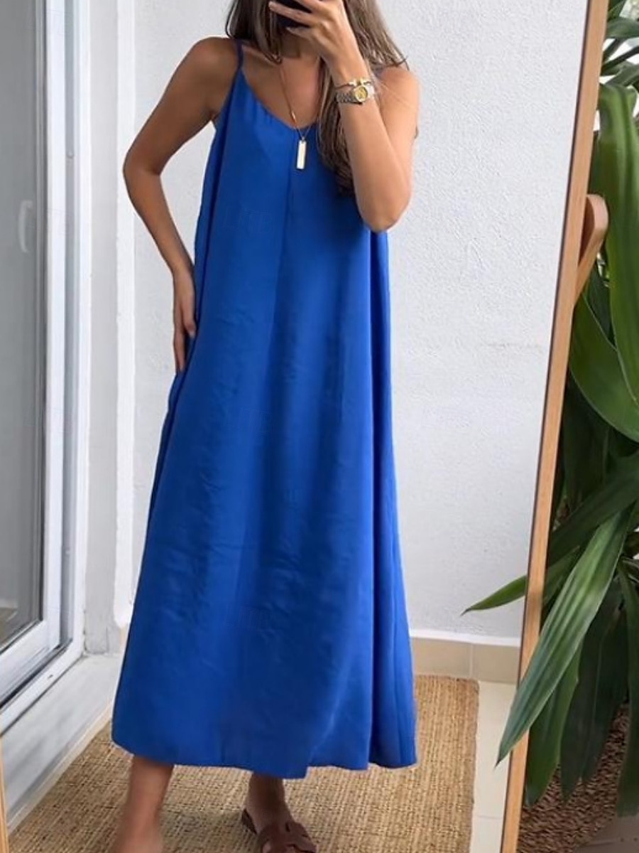 Női Maxiruha nyári ruha Slip ruha Alkalmi Napi Normál Grafika Ujjatlan Pántos Fekete Rubin Medence Lóhere Nyár 2025 - $29.99 –P4