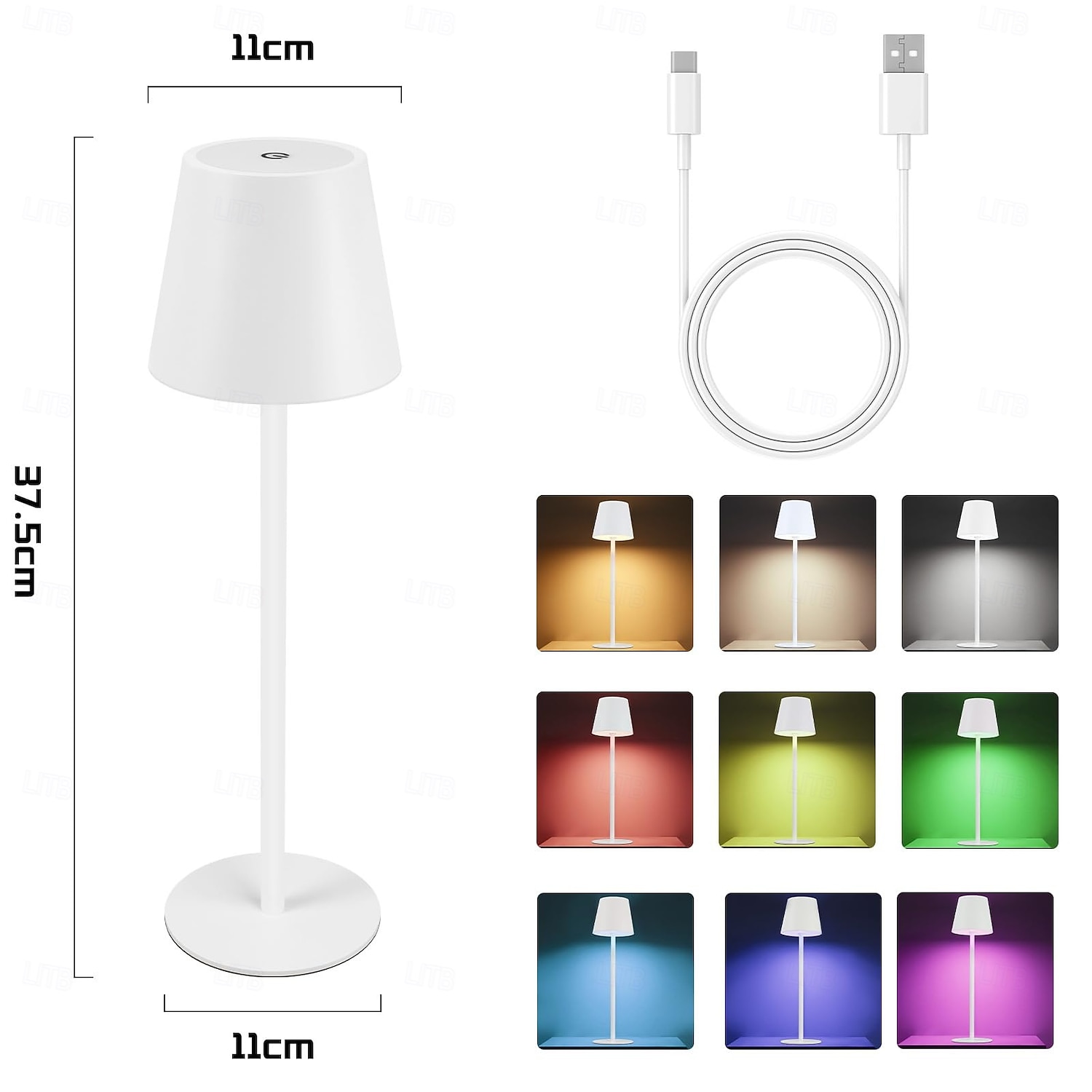 1 lampada da scrivania in metallo RGB interamente in alluminio, con ricarica USB, per camera da letto, testiera del letto, atmosfera interna/esterna, luce touch dimmerabile, dimmerazione infinita del 2025 a $28.99 –P1