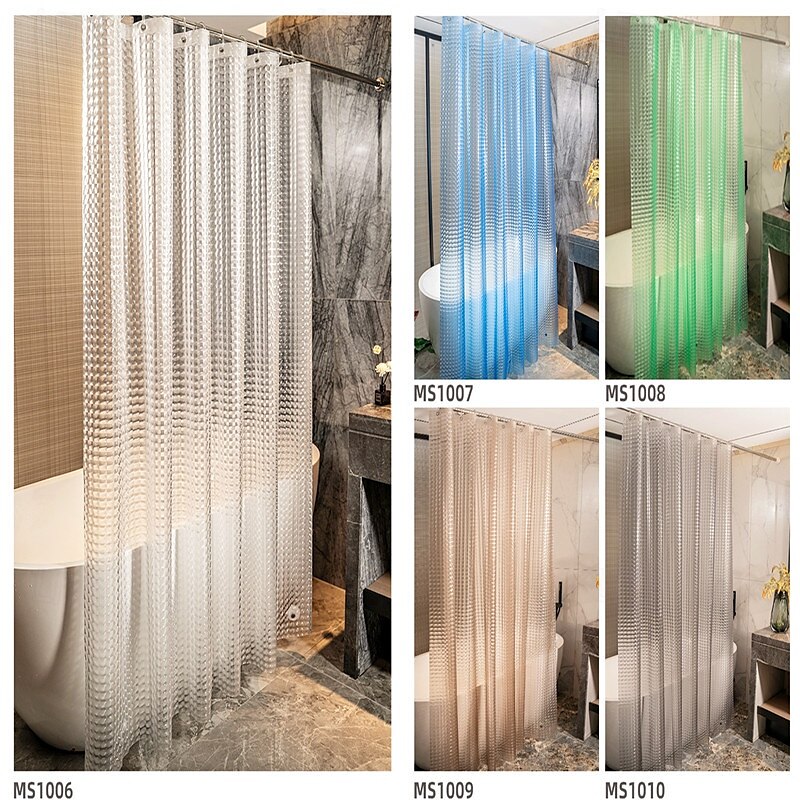 Shower Curtain PEVA Waterproof Mould Proof&Mildew Resistant Bathroom Curtains with Hooks Easy Installation Quick-Drying 180cm*180cm(70"*70") 2025 - $16.99 –P11