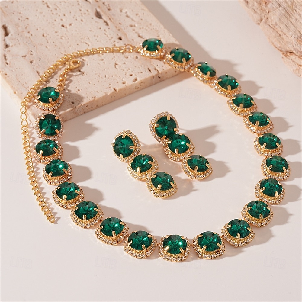 Set di Gioielli Completo Due Pezzi Argento Zirconia Cubica Cromo 1 Collana Orecchini Moda Femminile Elegante Vintage Carino Stile Vintage Classico Set di Gioielli Geometrici per Matrimonio Fête del 2026 a $27.99 –P1