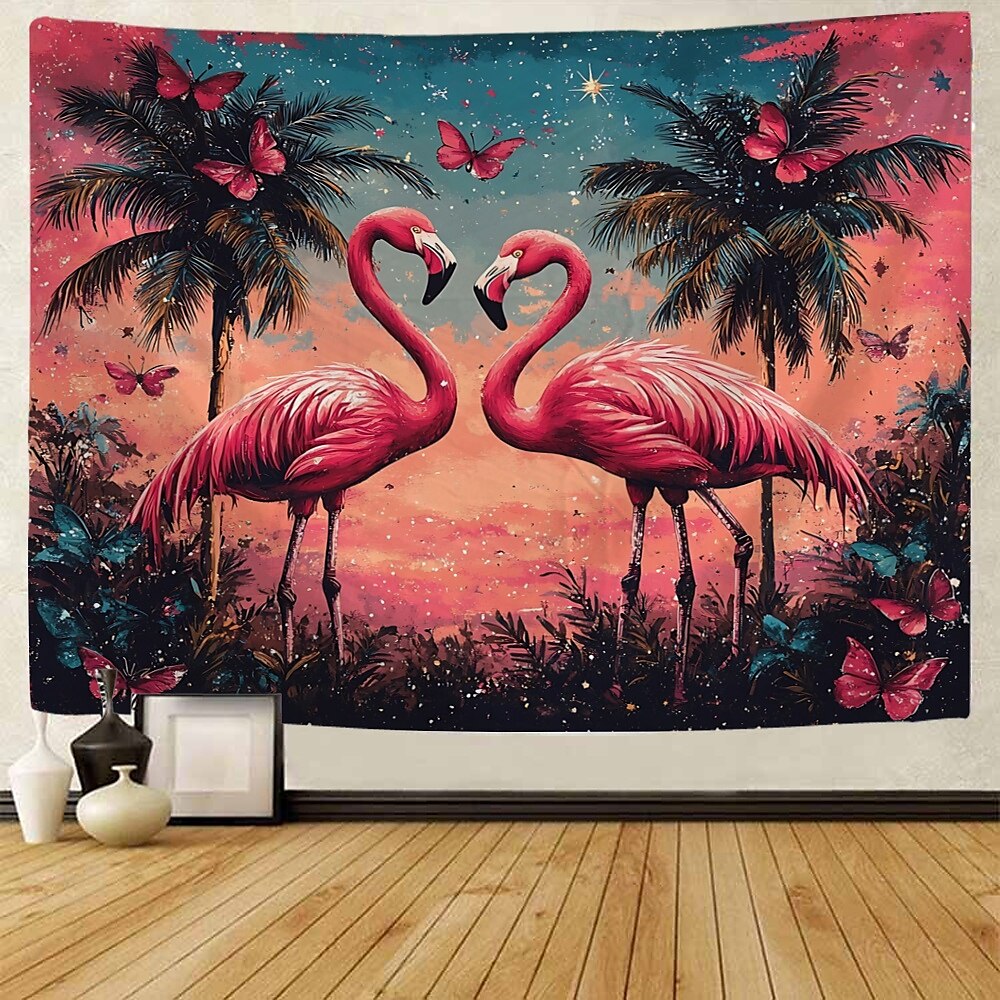 Tropisk palmtree flamingo hängande tapestry väggkonst stor tapestry mural dekoration fotografisk bakgrund filt gardin hem sovrum vardagsrumsdekoration 2025 - $13.99 –P2