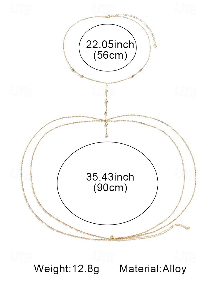 Elegante bikini-sieraden met ketting voor dames – gelaagde tailleketting van goud en zilver met kristallen voor strandkleding, poolparty's en festivaloutfits 2026 - $9.99 –P9