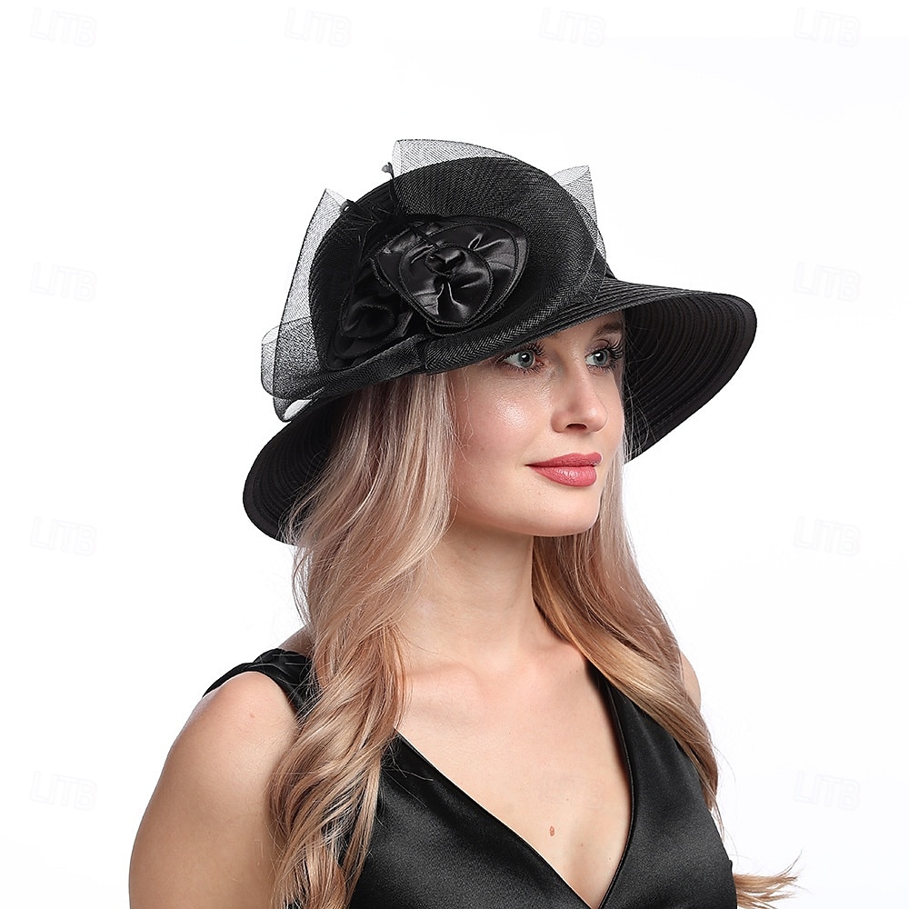 Hatter Organza Solhatt Ferie Te Fest Hesteveddeløp Cocktail Elegant Vintage Søt Med Blomster Hodepryd Hodeplagg 2025 - $31.99 –P29