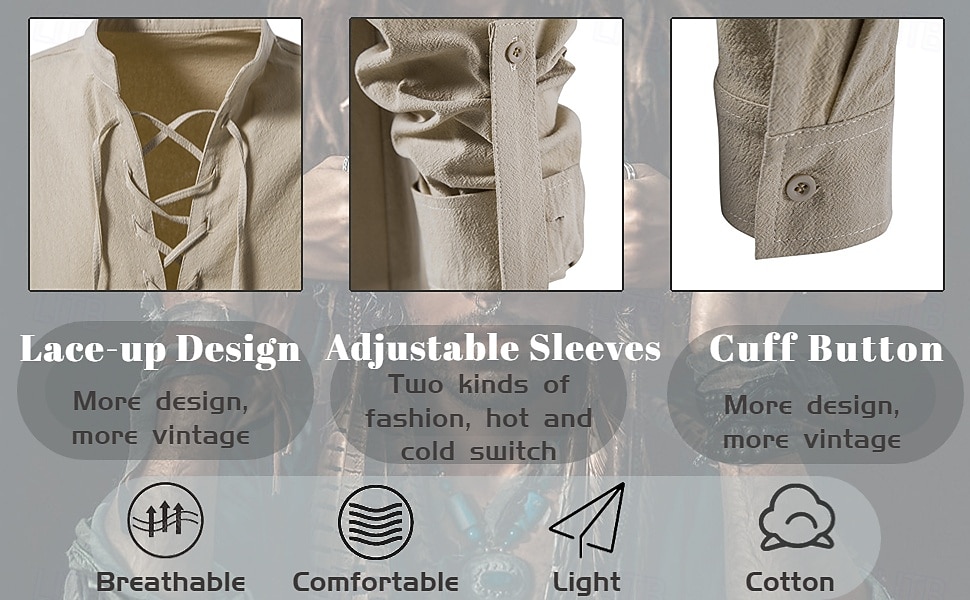 Középkori Reneszánsz 17. század Ing Kalóz Viking Egyszínű Jelmez Férfi Mindszentek napja Farsang Alkalmi / Napi Reneszánsz Vásár LARP Felnőttek Ing Tavaszi nyár 2026 - $29.99 –P2