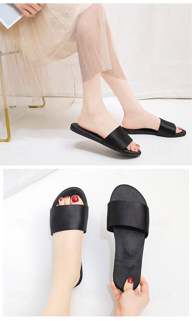 Women Satin Slide Flat Open Toe Soft Slip on Silky Slide Sandal House Slipper 2025 - $16.99 –P9