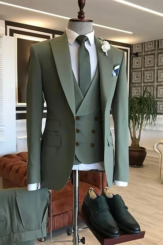 Costumes de mariage pour hommes bleu marine vert armée formels été unis ajustement sur mesure 3 pièces à simple boutonnage de 2025 ? €118.99 –P2