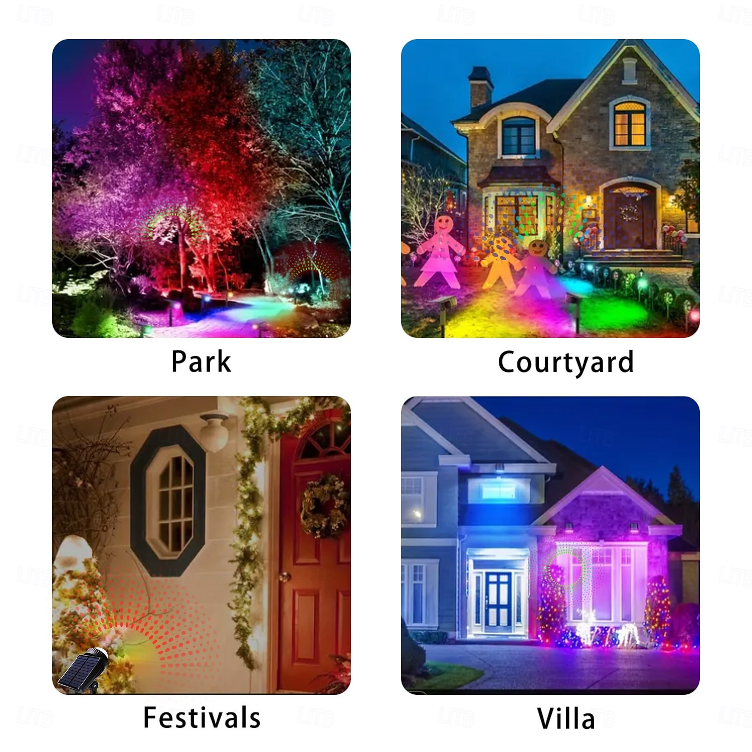 1 Pc Outdoor Solar Spotlight RGB Lawn Projection Light Courtyard Garden Road Wall Tree Under Lighting Decorative Light 2025 - $13.49 –P9