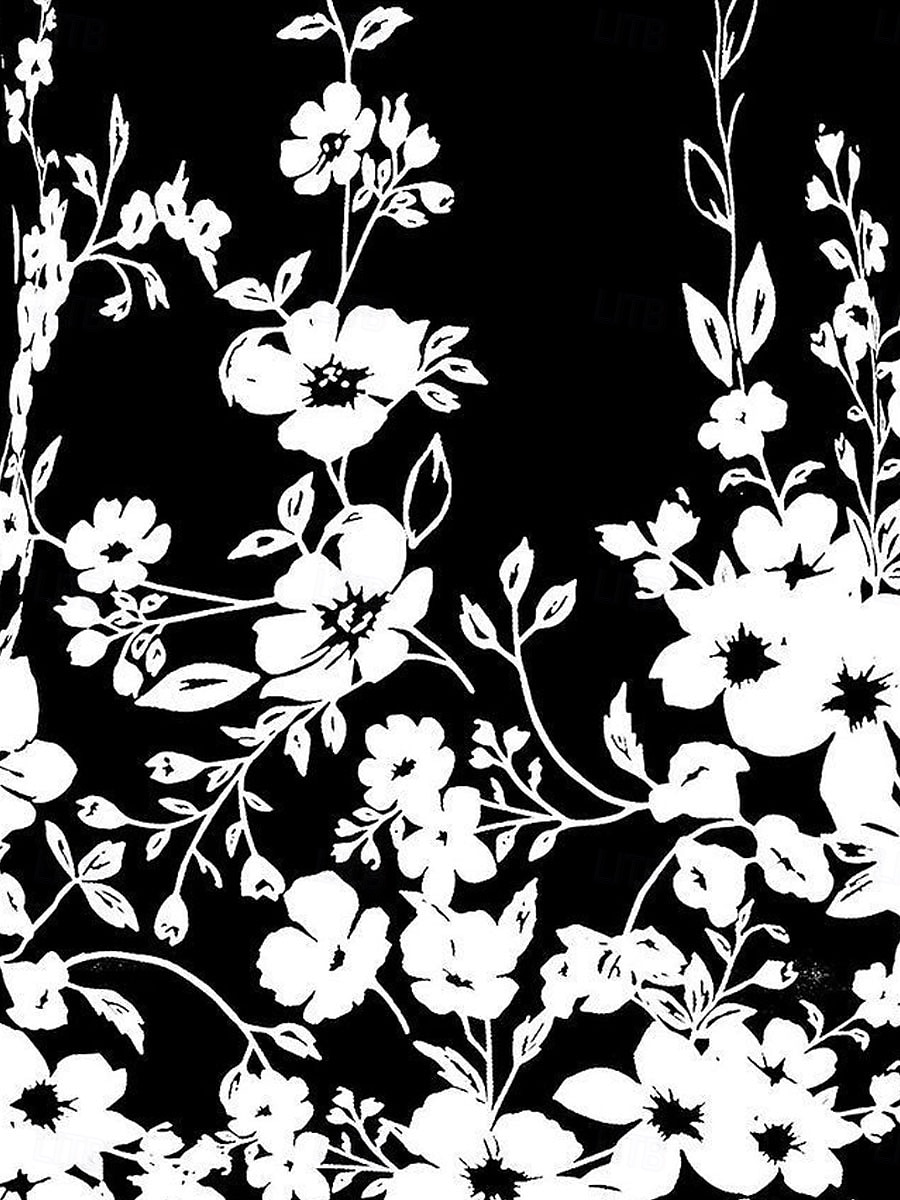 Women's Midi Dress A Line Dress Pleated Dress Work Dresses Vacation Casual Going out Regular Fit Floral Graphic Short Sleeve U Neck Black Summer 2025 - $31.99 –P2