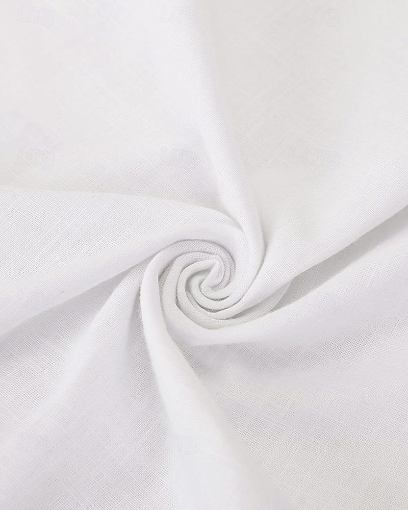 Per uomo Camicia Camicia di lino Camicia popover Camicia casual Camicia di cotone Semplice Vacanza Camicia hawaiana Nero Bianco Giallo Verde chiaro Manica Lunga Colletto alla coreana Primavera Autunno del 2025 a $24.99 –P14