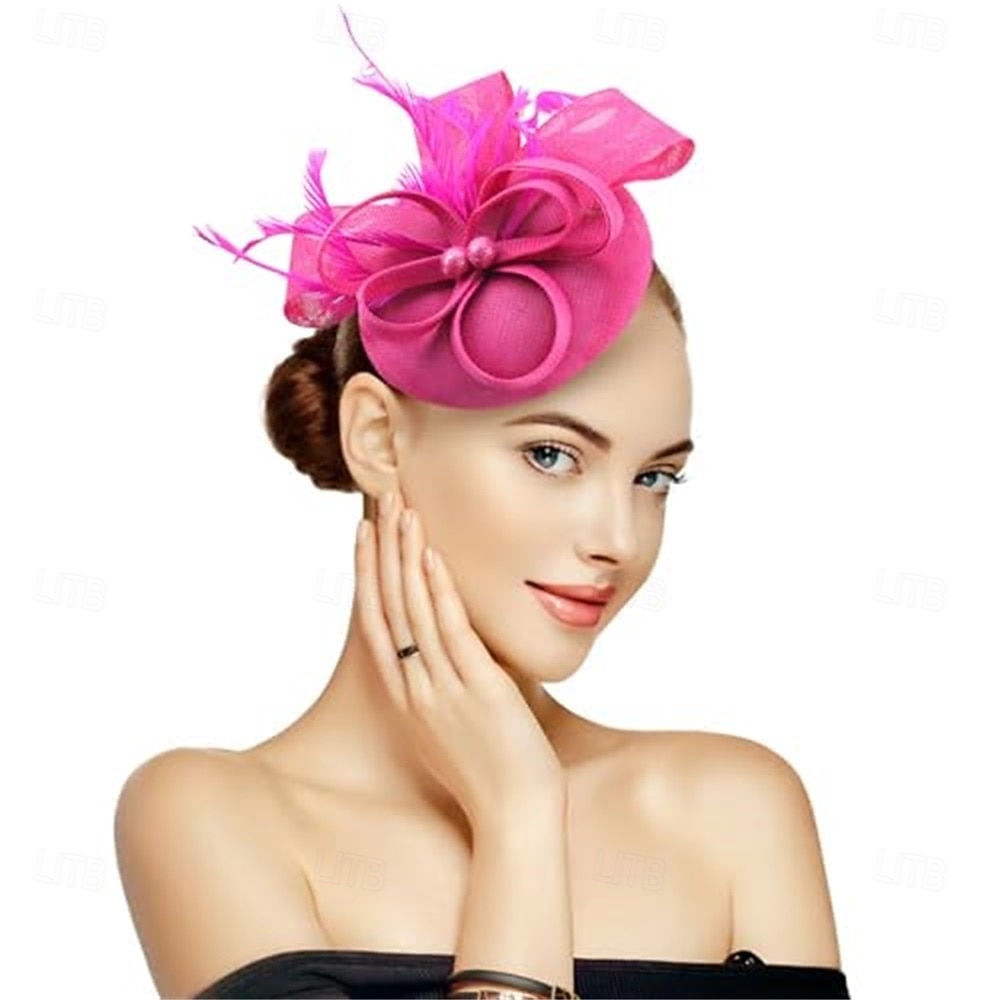 Stroik Sinamay Kapelusz Fedora Ślub Wieczorna impreza Herbaciane przyjęcie Wyścigi konne koktajl Zabytkowe Śłodkie Z Pióro Kwiaty Winieta Nakrycia Głowy 2025 - $56.99 –P13