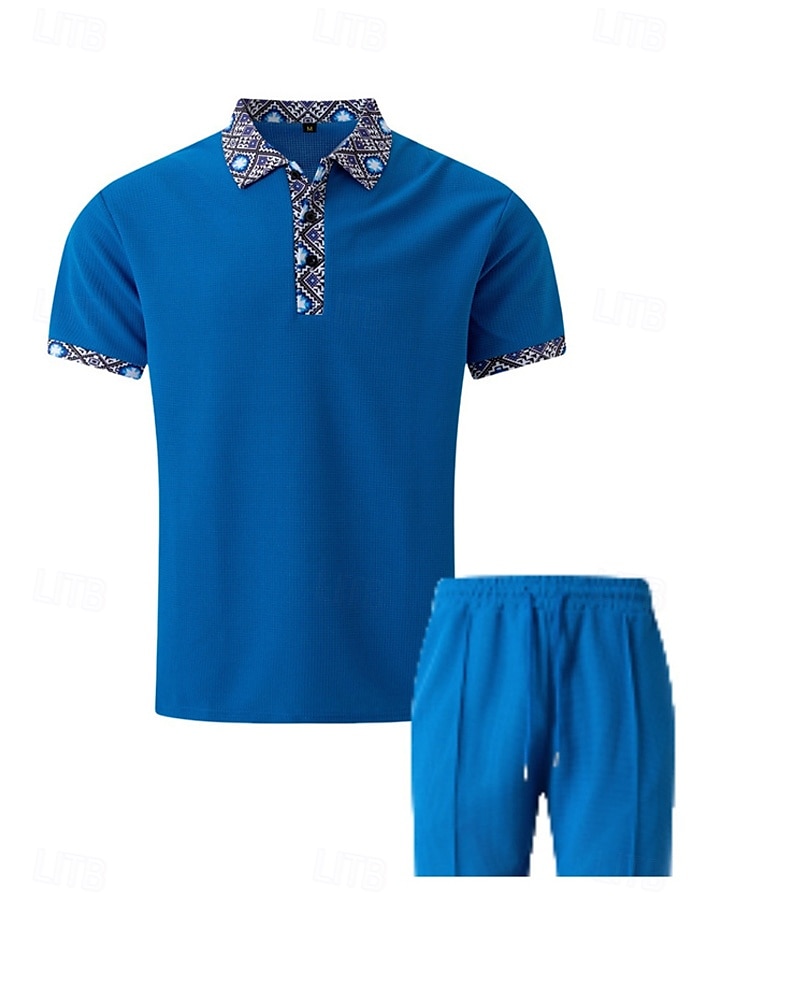 Férfi Gofris pólóingek Golfing Munka Hétköznapi Hajtóka Rövid ujjú Alap Modern Színes Kollázs 2 db Nyár Normál Fekete Fehér Királykék Khakizöld Szürke Gofris pólóingek 2025 - $27.99 –P15