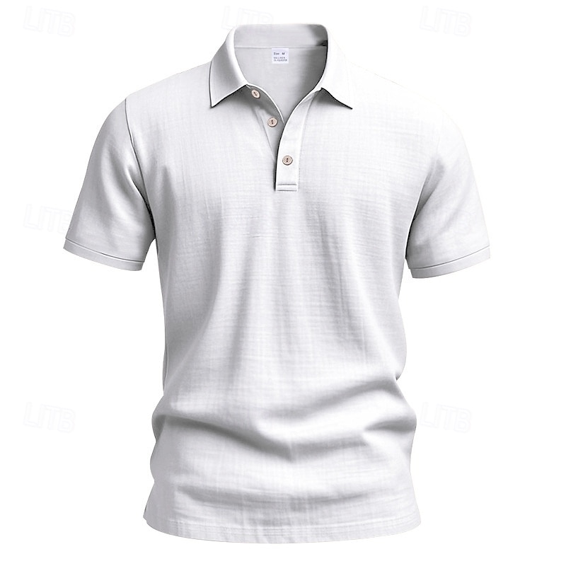 Miesten Polo Golfpaita liiketoiminta Kausaliteetti Classic Lyhythihainen Muoti Yhtenäinen väri Napit Tasku Kesä Kevät Normaali Musta Valkoinen Laivaston sininen Apila Khaki Vaalean sininen Polo 2025 - $18.99 –P15