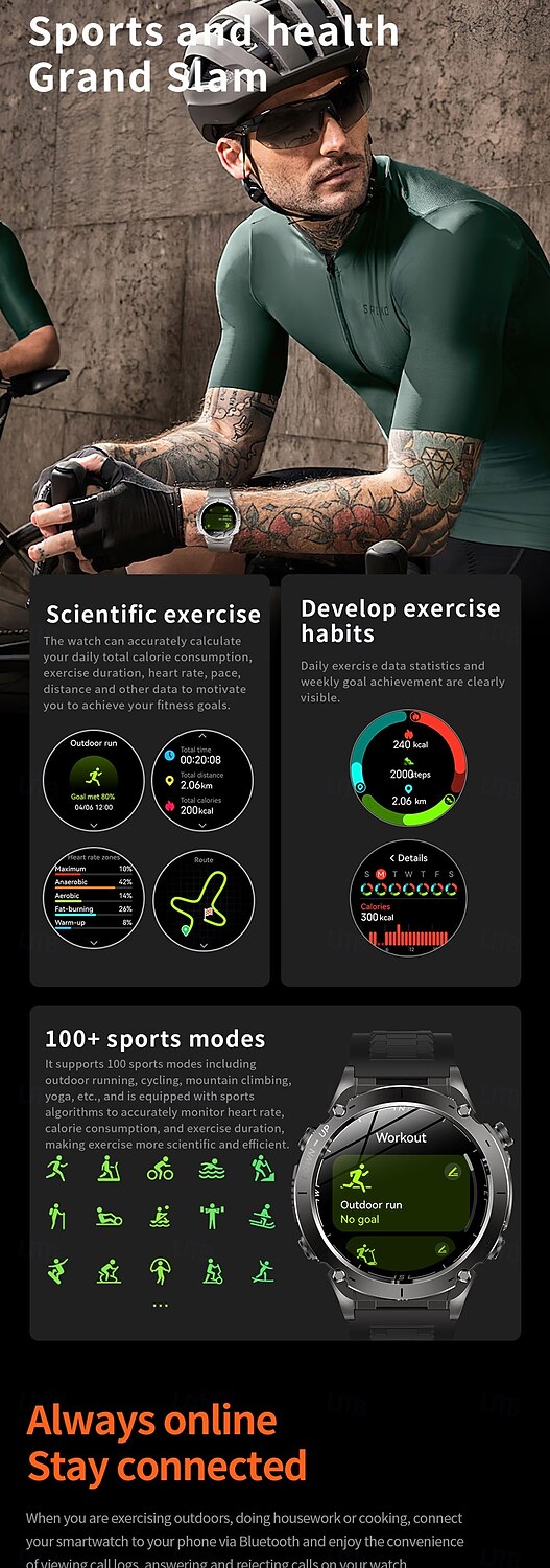 Смарт-часы GPS компас высота на открытом воздухе AMOLED 466*466 HD экран сердечный ритм Bluetooth вызов водонепроницаемые IP68 мужской смарт-браслет подарок на День матери 2026 - $92.99 –P11
