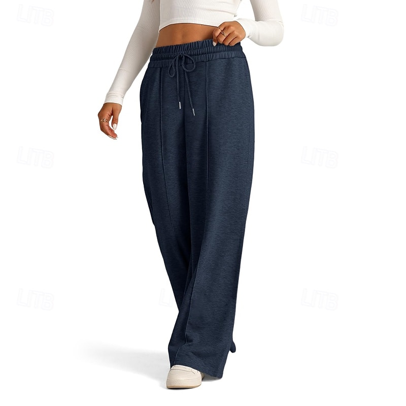 Dam Trosor Byxor Streetwear Ledigt Fullängd Naturlig Slät Ficka Elastisk dragsko-design Bekväm Utomhus Gata Utekväll Magenta Aprikos Mörkbrun Svart Sommar Normal 2025 - $19.99 –P14