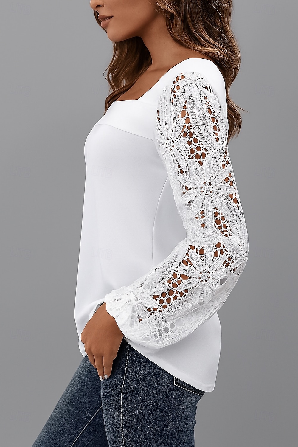 Damen Spitzentops Einfach Stilvoll Modern Langarm V Ausschnitt Normale Oberteile Täglich Ferien Spitze Weiß Sommer 2025 - $21.99 –P2