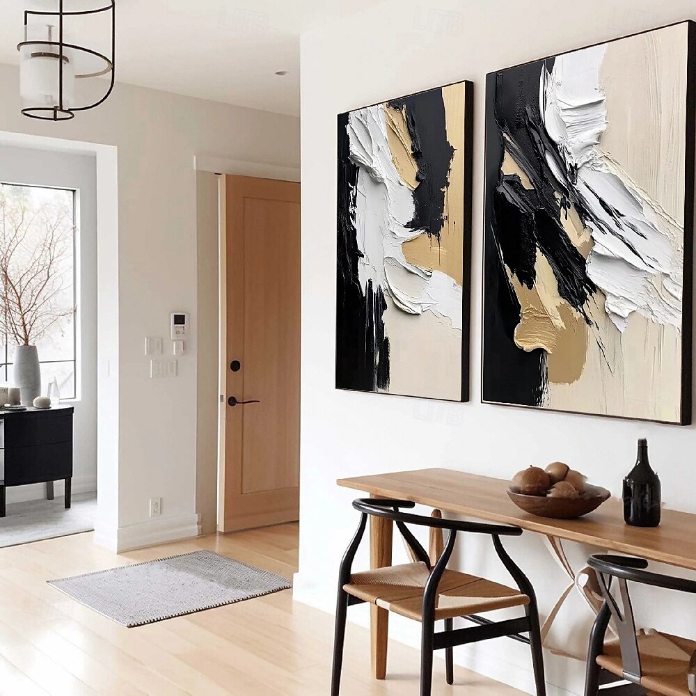 Oil painting hand painted abstract painting Wabi sabi Wall Art Set of 2 Beige Abstract Painting on Canvas A Pair Beige Texture Wall Art Neutral Abstract Wall Art Boho Wal Decor 2025 - $85.99 –P3