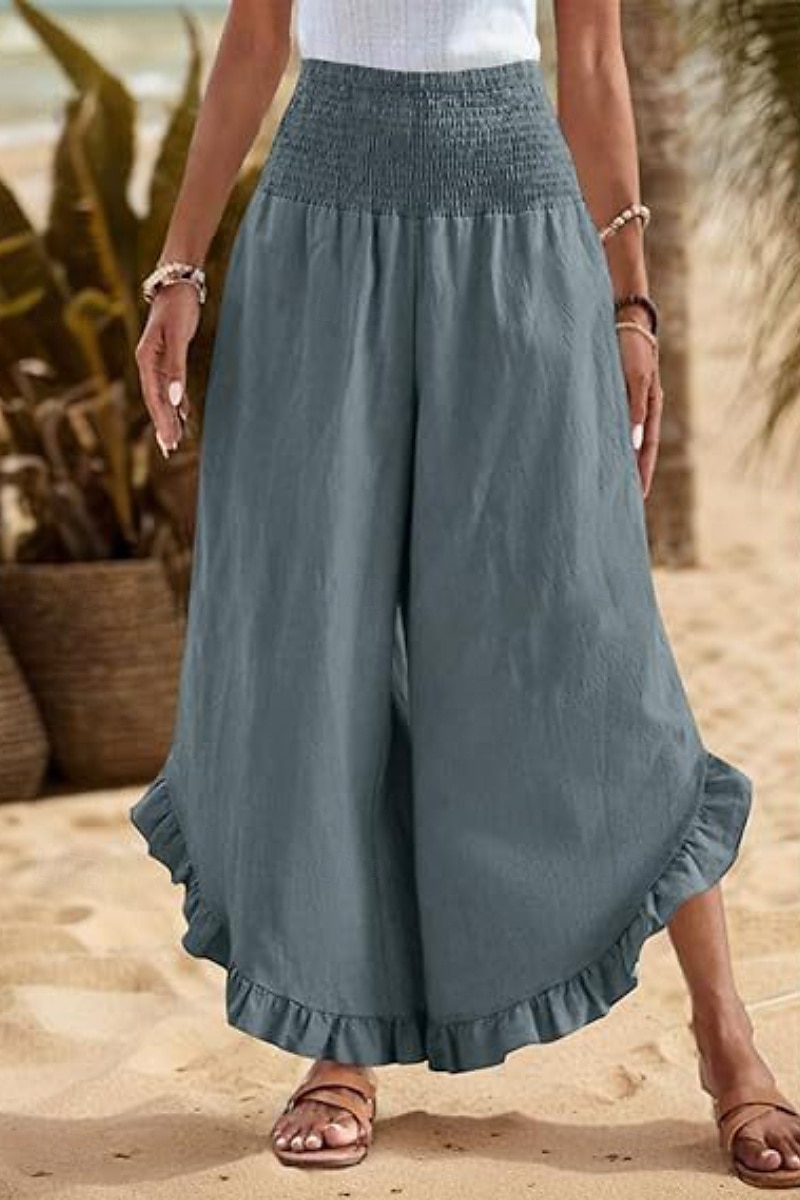 Per donna Pantaloni in cotone e lino Pantaloni Eleganti Moda Streetwear Lunghezza intera Naturale Semplice Volant Elastico in vita All'aperto Confortevole All'aperto Vacanza Uscire Rosso arancione del 2025 a $29.99 –P8