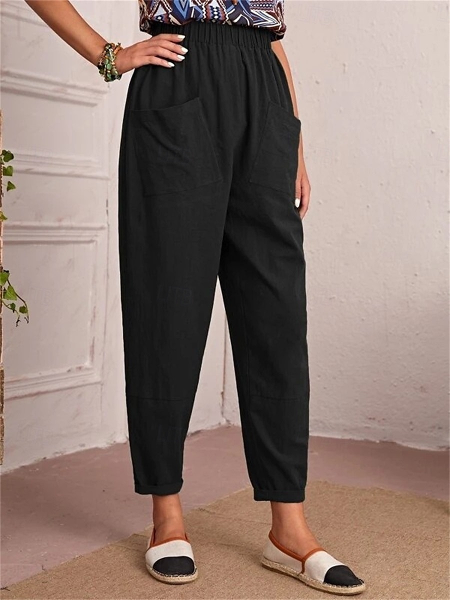Per donna Pantaloni Affusolati Chinos Moda Streetwear Essenziale Lunghezza alla caviglia Vita media Semplice Tasca Elastico in vita Comodità All'aperto Micro-elastico Vacanza Streetwear Quotidiano del 2025 a $22.99 –P8