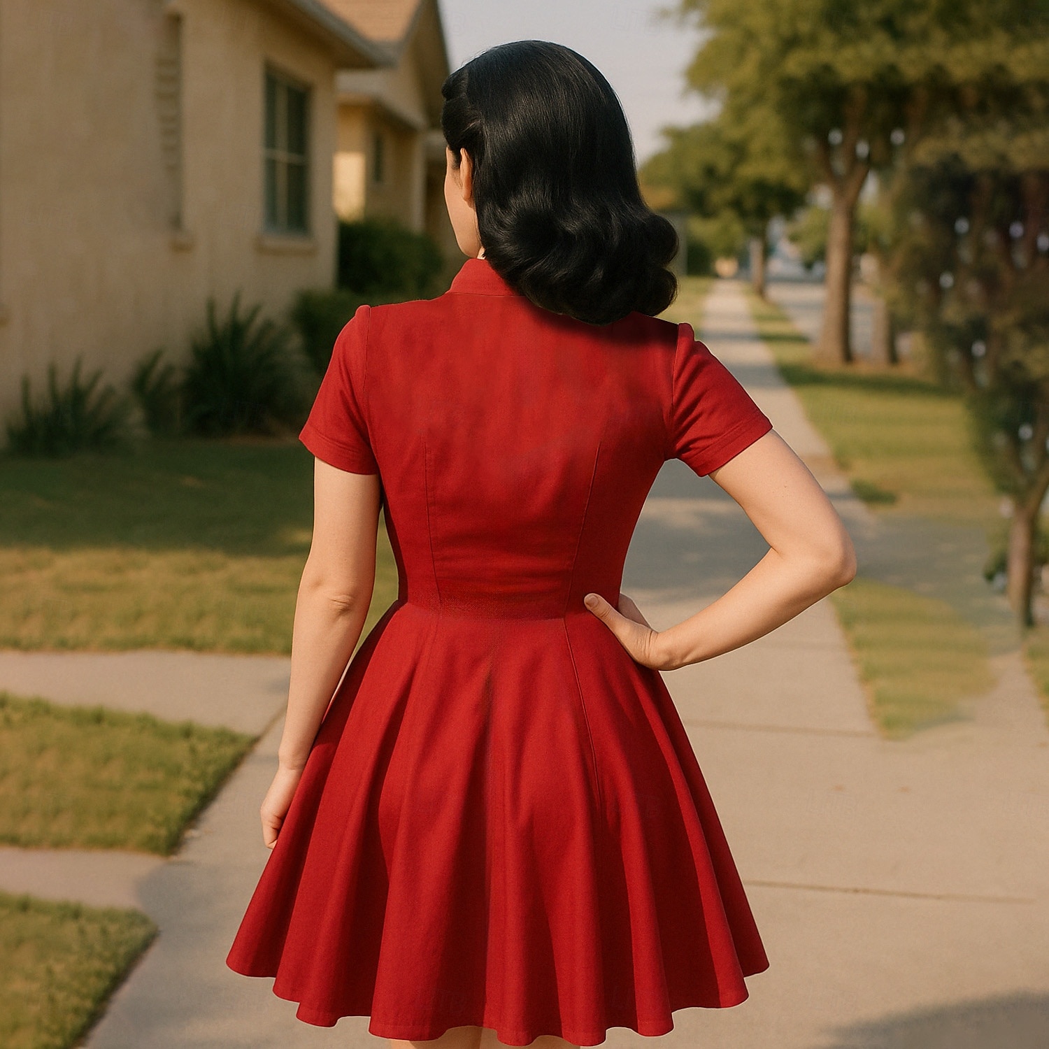 1950s Retro Antiguo Mini Vestido camisero Chica vaquera Botón hacia abajo Impresión 3D Disfraz Mujer Mascarada Casual Vacaciones Fiesta de Té Adulto Vestido Primavera verano 2026 - $29.99 –P2